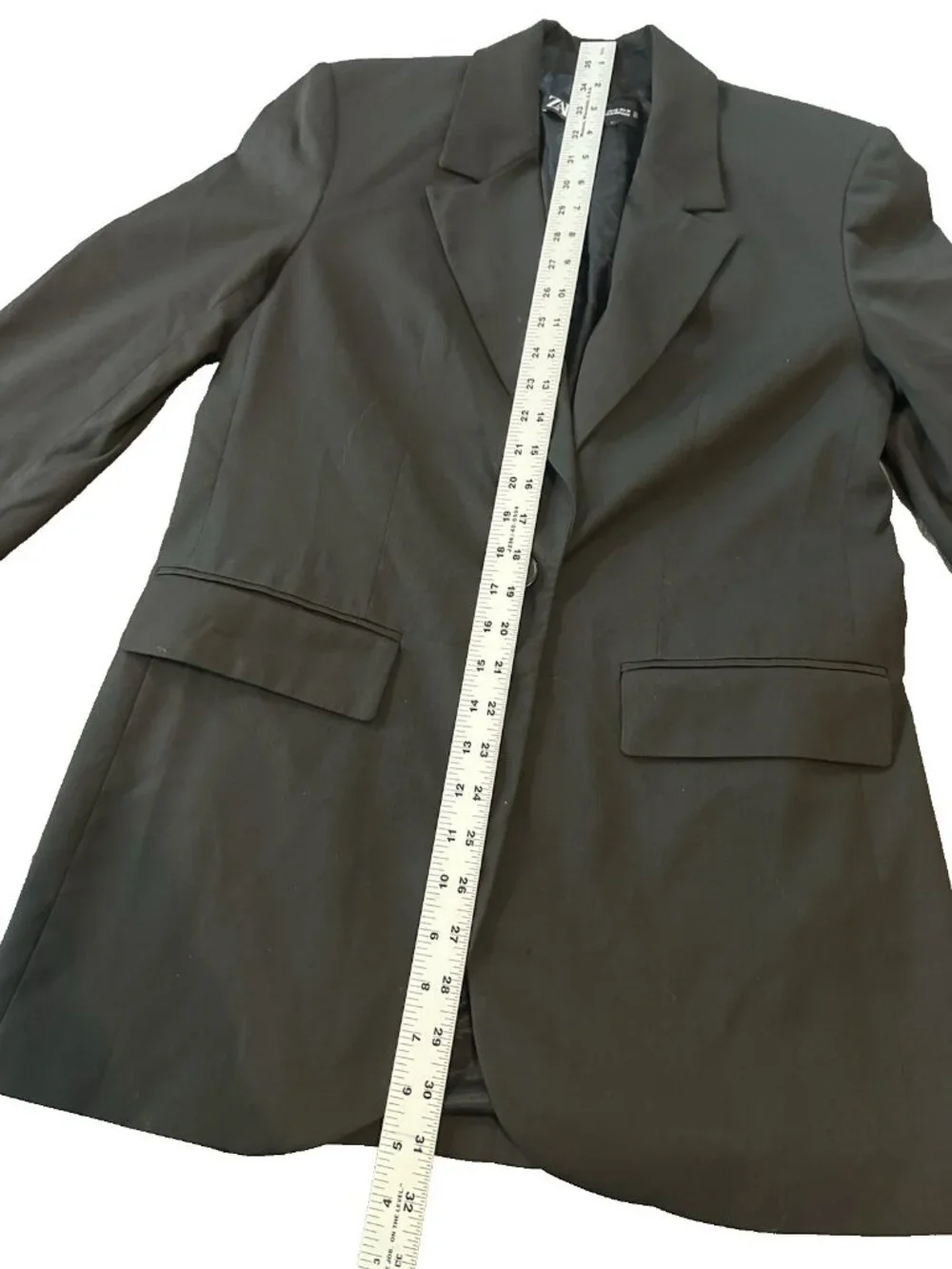 Zara Womens Black One Button Blazer XS Tailored Jacket Minimalist Office Career